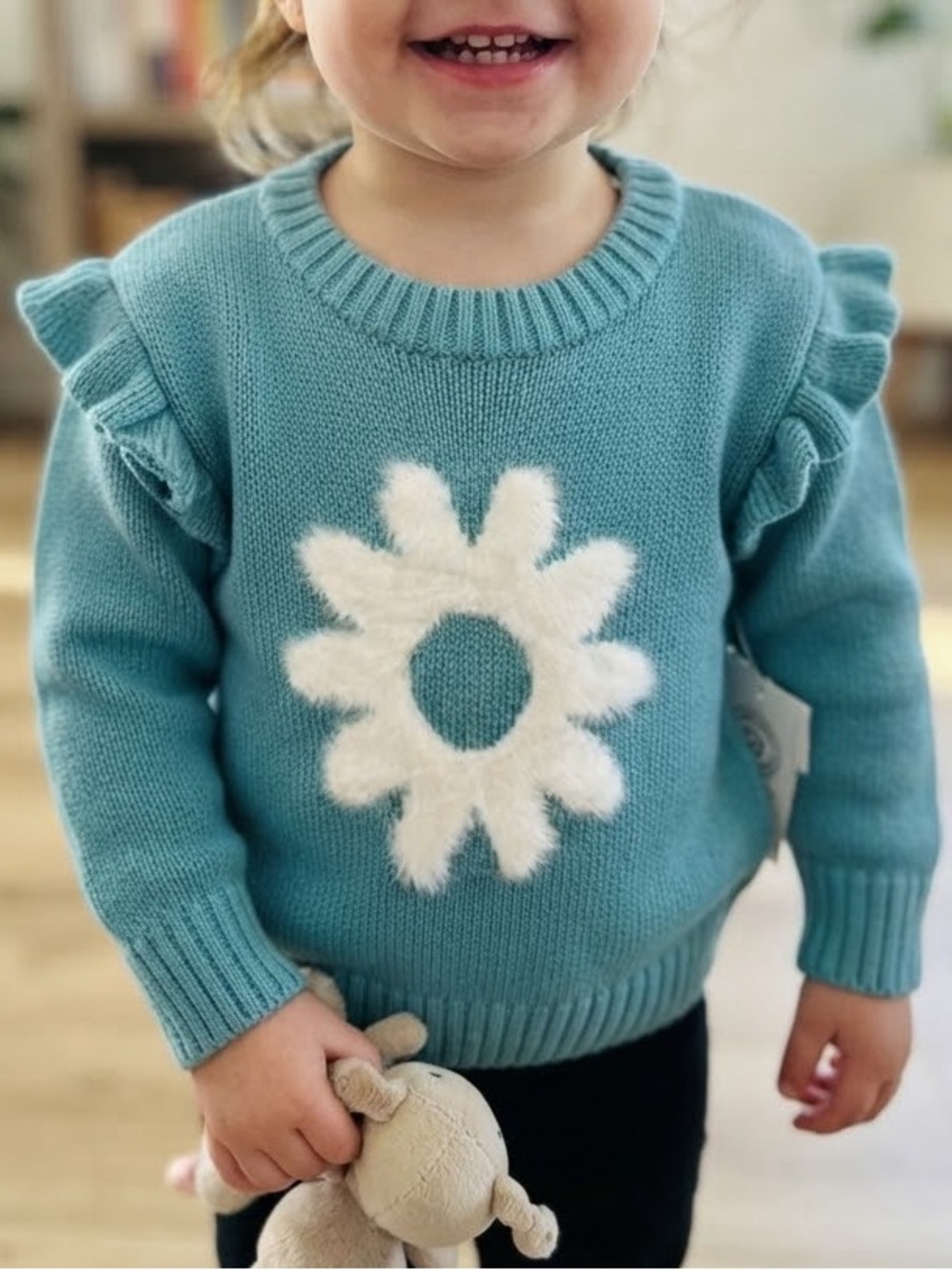 Epic Threads Teal Sweater with White Daisy